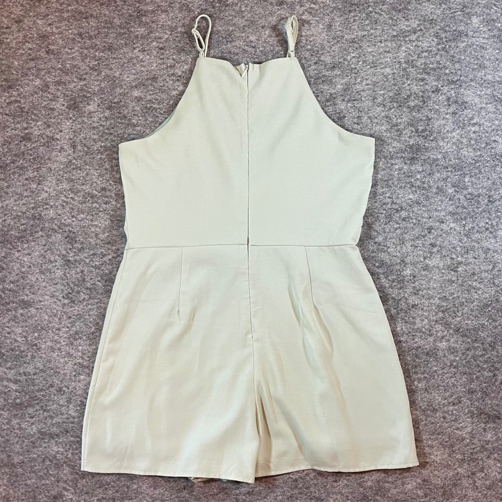 She + Sky Romper Womens Medium Sage Green Tie Front Preppy Romantic Boho Shorts - Picture 5 of 11